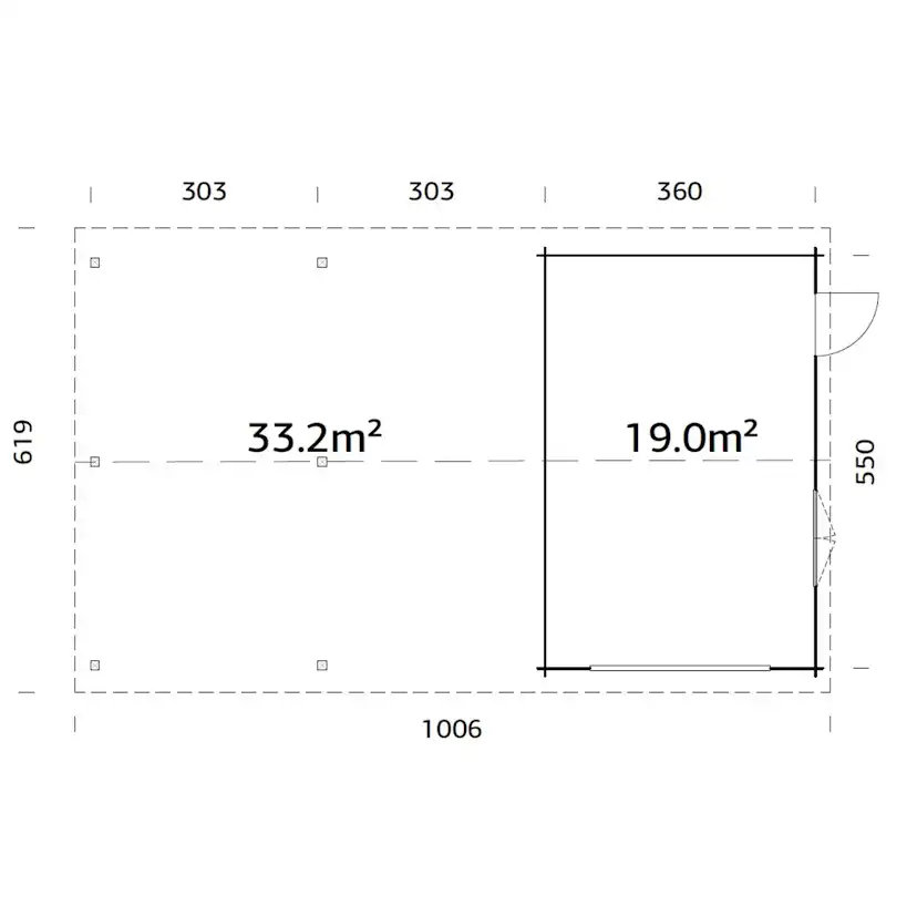 Garage Palmako Roger med Carport 53,1 m2