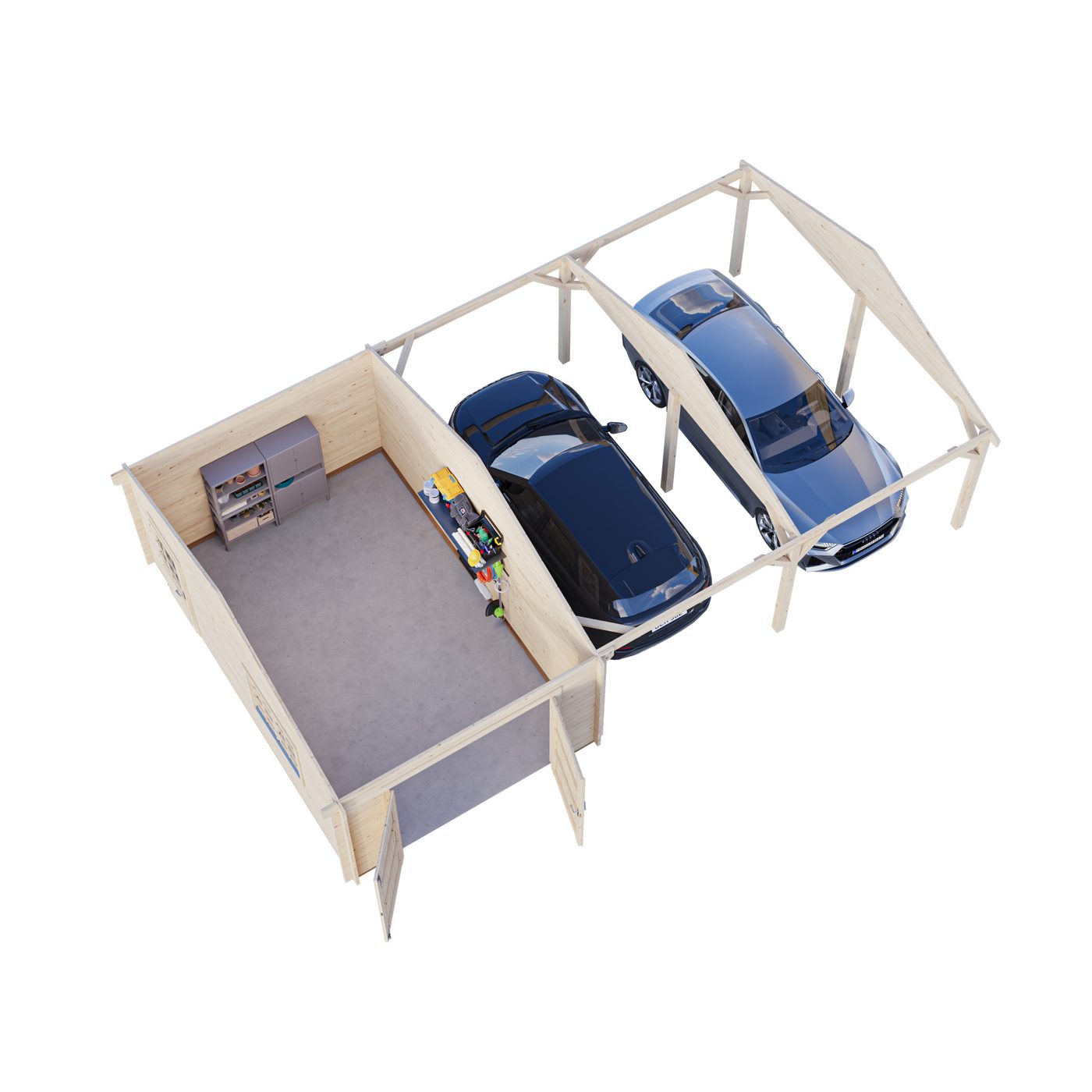 Garage Palmako Roger med Carport 53,1 m2 och Slagport