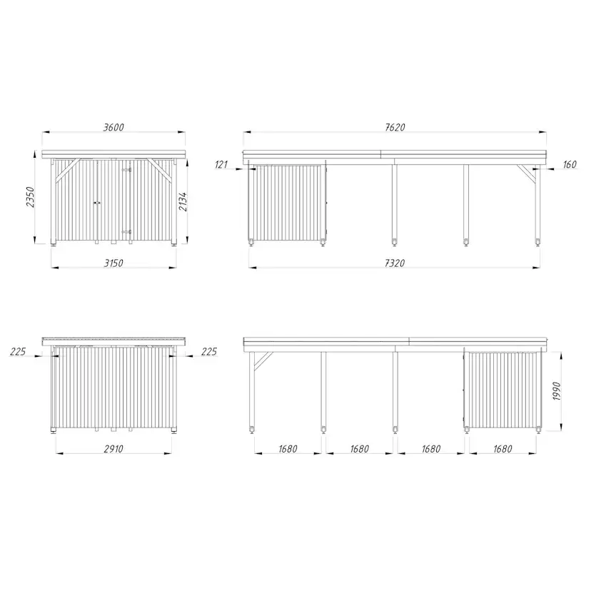 Carport Palmako Karl 23,1 m2 med Förråd