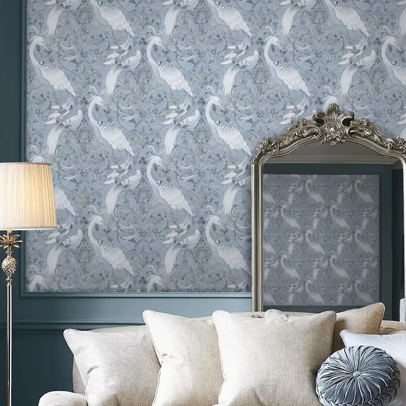 Tapet Laura Ashley Tregaron Midnight Blå 120132