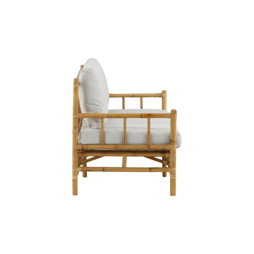 Trädgårdssoffa Venture Home Cane, Naturfärgad Rottingsoffa med Grå Dynor