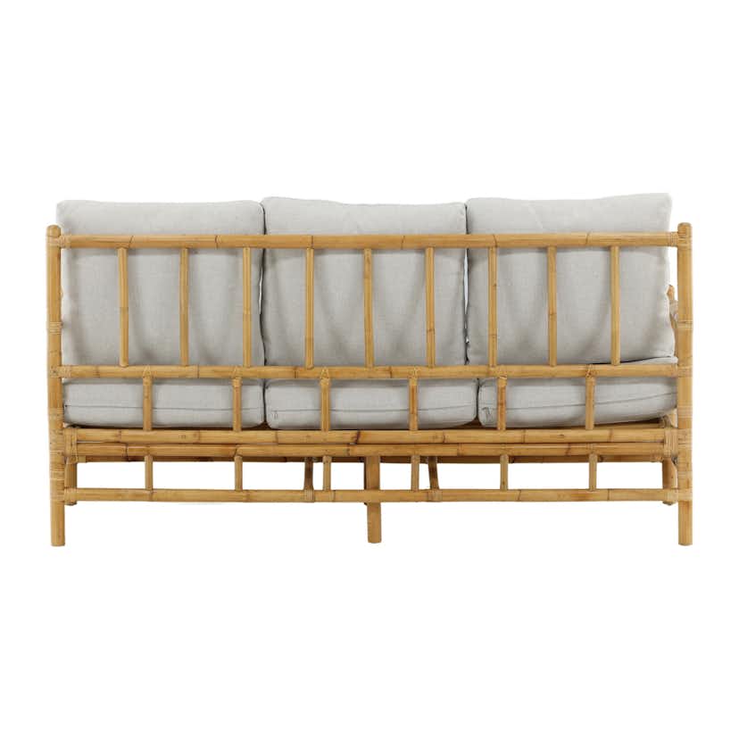 Trädgårdssoffa Venture Home Cane, Naturfärgad Rottingsoffa med Grå Dynor