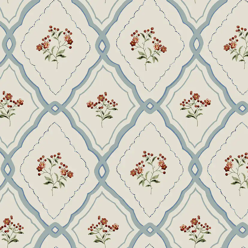 Tapet Laura Ashley Pinford Trellis Pale Seaspray Blå 121066