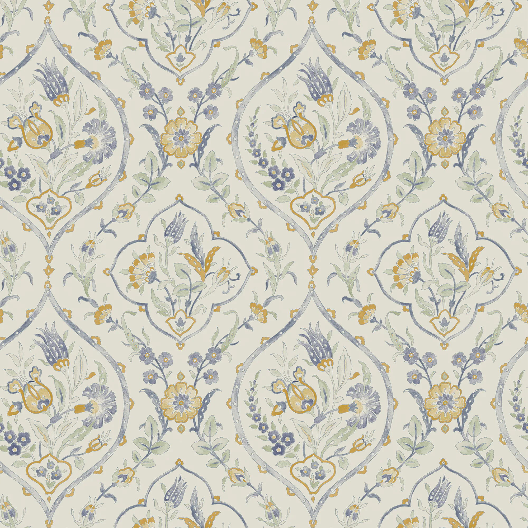 Tapet Laura Ashley Foscot Damask Pale Ochre Gul 121070