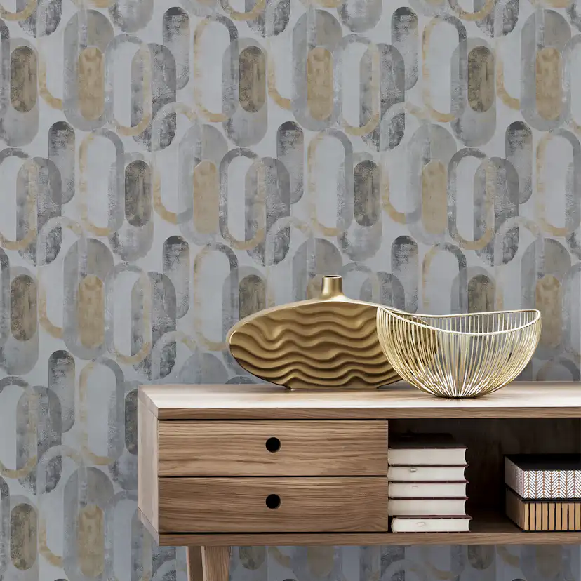 Tapet Sublime Oval Shapes Sand Guld 121137