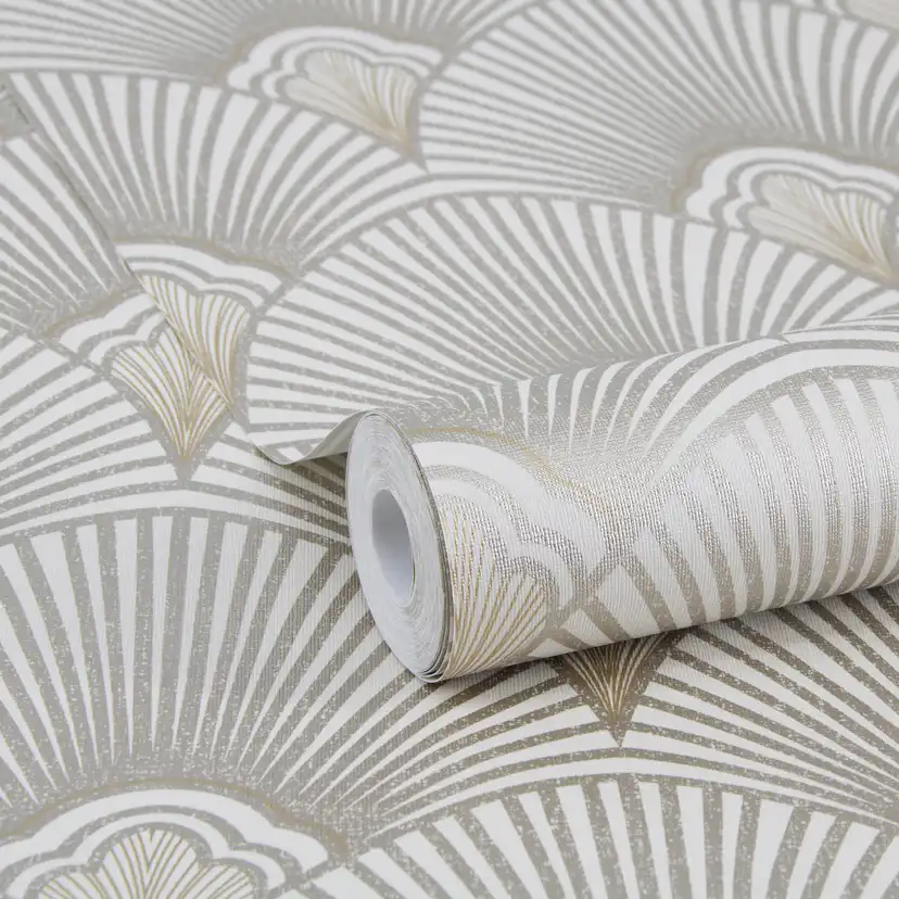 Tapet Sublime Art Deco Naturel 121146 EasyUp, Mönstrad Vit