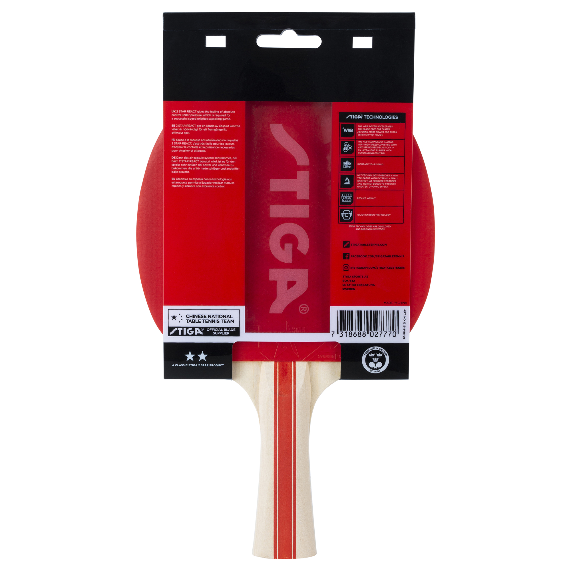 Pingisracket STIGA Sports 2-Star React