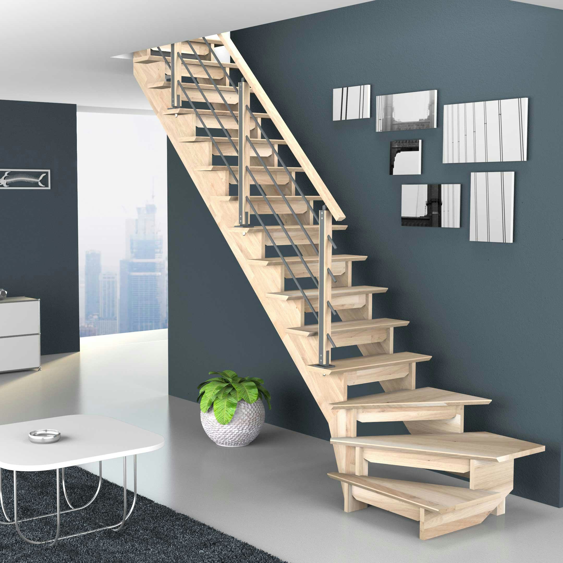 Lofttrappa Byggera Auvergne L-form inkl. Barnskydd och Trappräcke