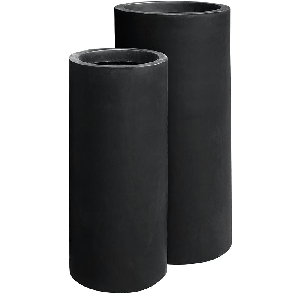 Ytterkrukor Lyfco Hög & Svart 2-pack, Fiberarmerade för Svenskt Klimat