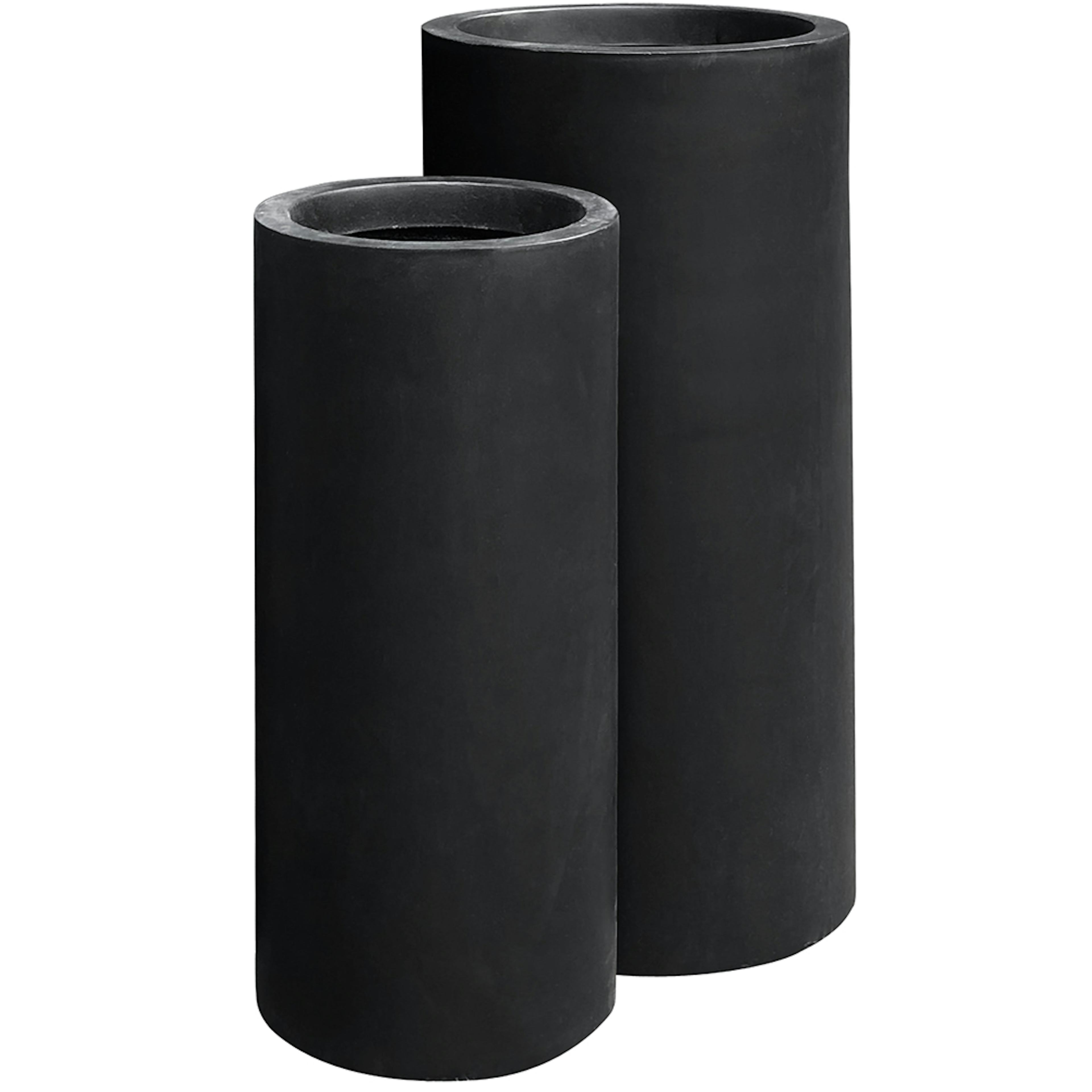 Ytterkrukor Lyfco Hög & Svart 2-pack, Fiberarmerade för Svenskt Klimat