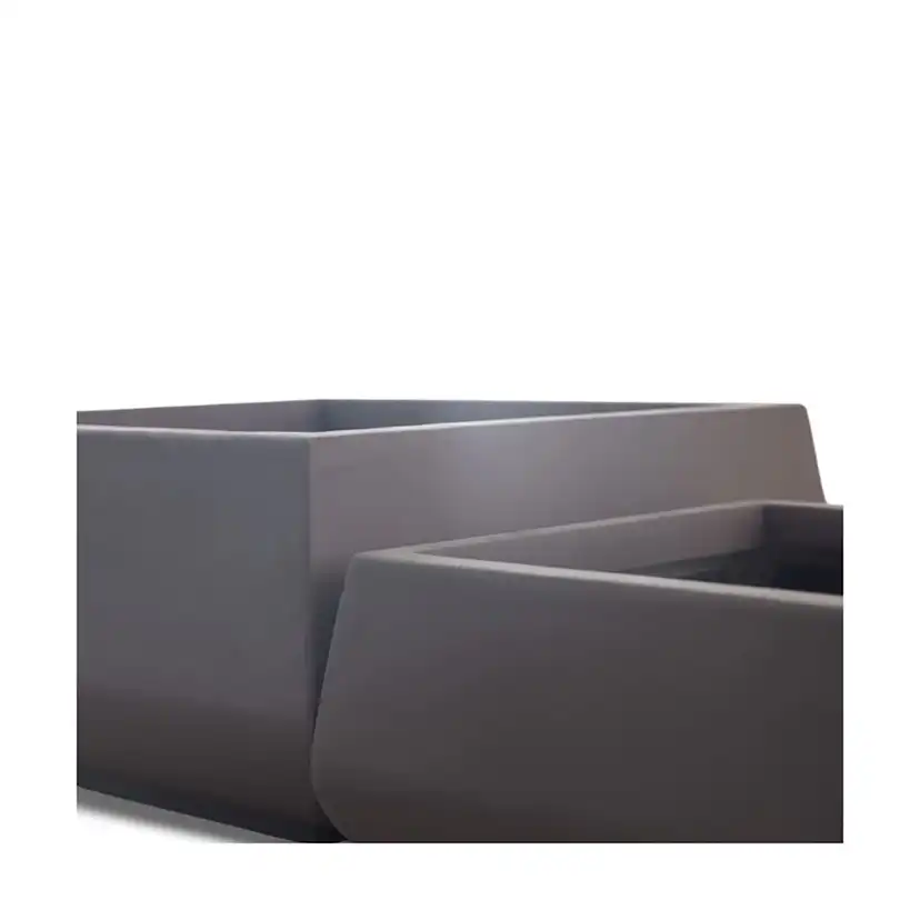 Kruka Lyfco Fyrkantig Låg Mörkbrun 2-pack