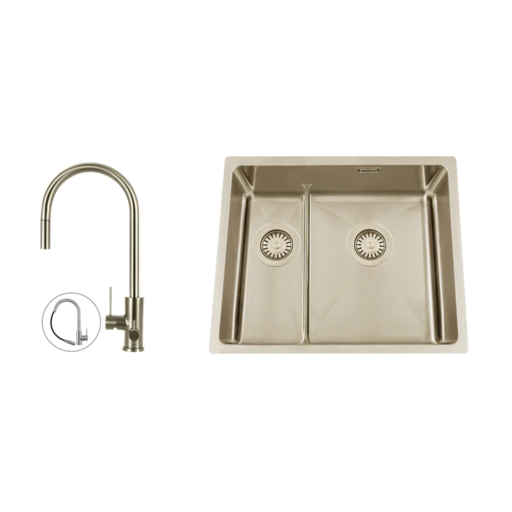 Disklåda Nordic Tech Titan 53 KHX Nickel med Köksblandare Steel Accent D