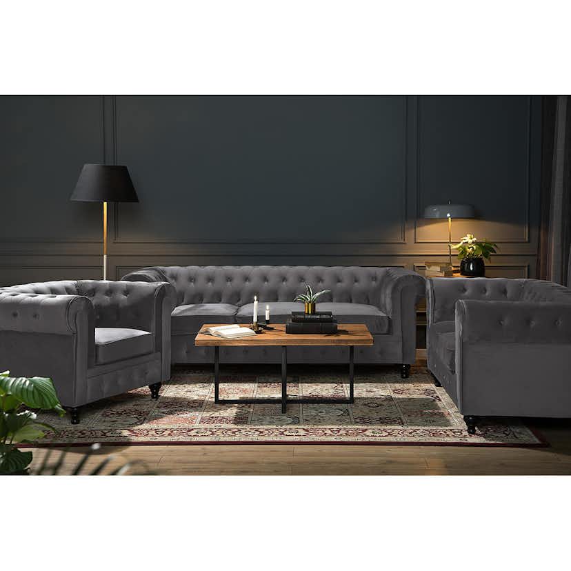 Soffgrupp Manor House Chesterfield Lyx 3-sits+2-sitssoffa Sammet