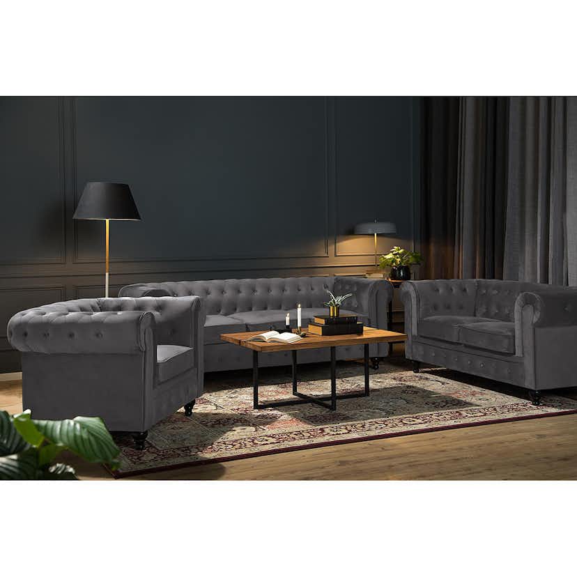 Soffgrupp Manor House Chesterfield Lyx 3-sits+2-sitssoffa Sammet