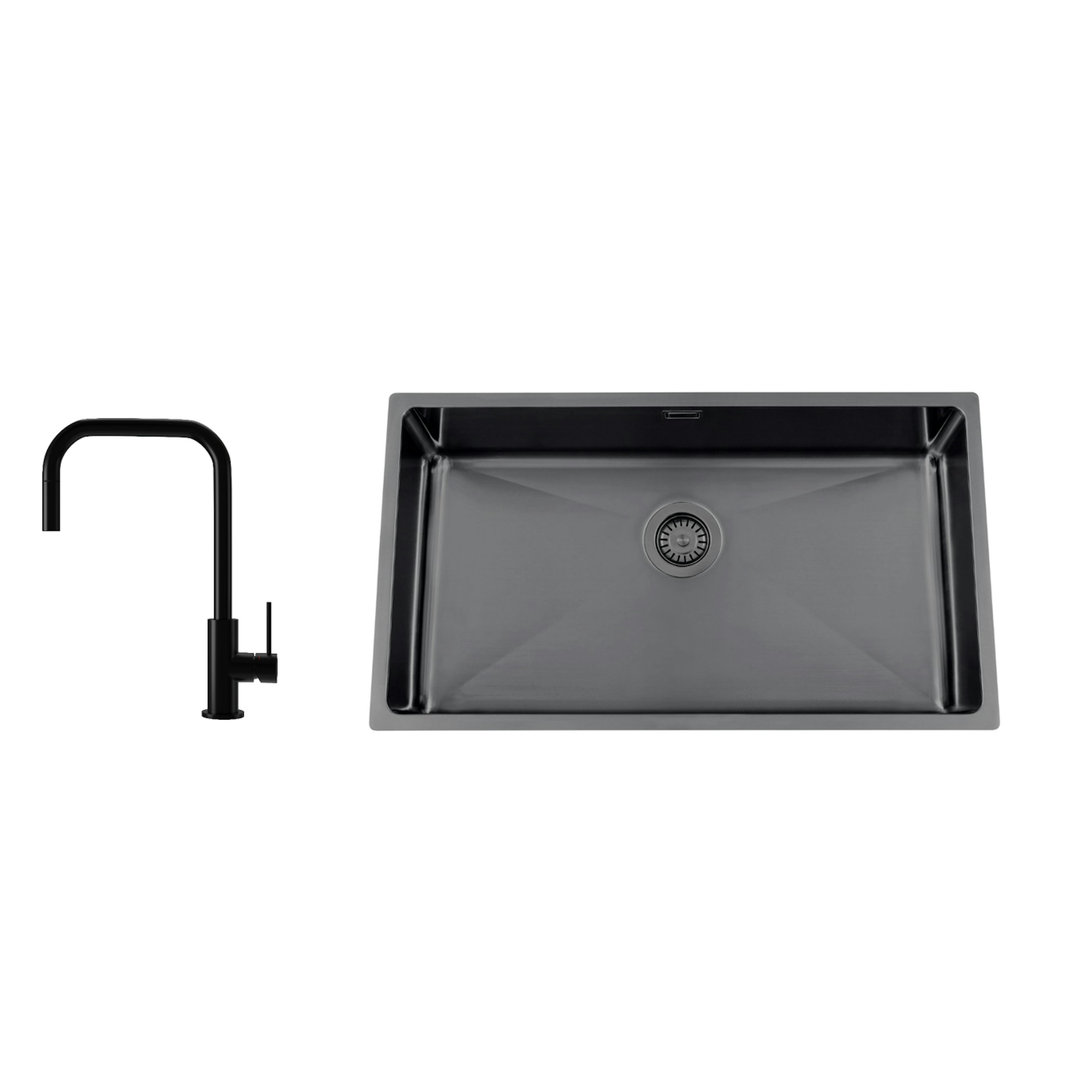 Disklåda Nordic Tech Titan 730 X med Köksblandare Steel Accent Square Shadow