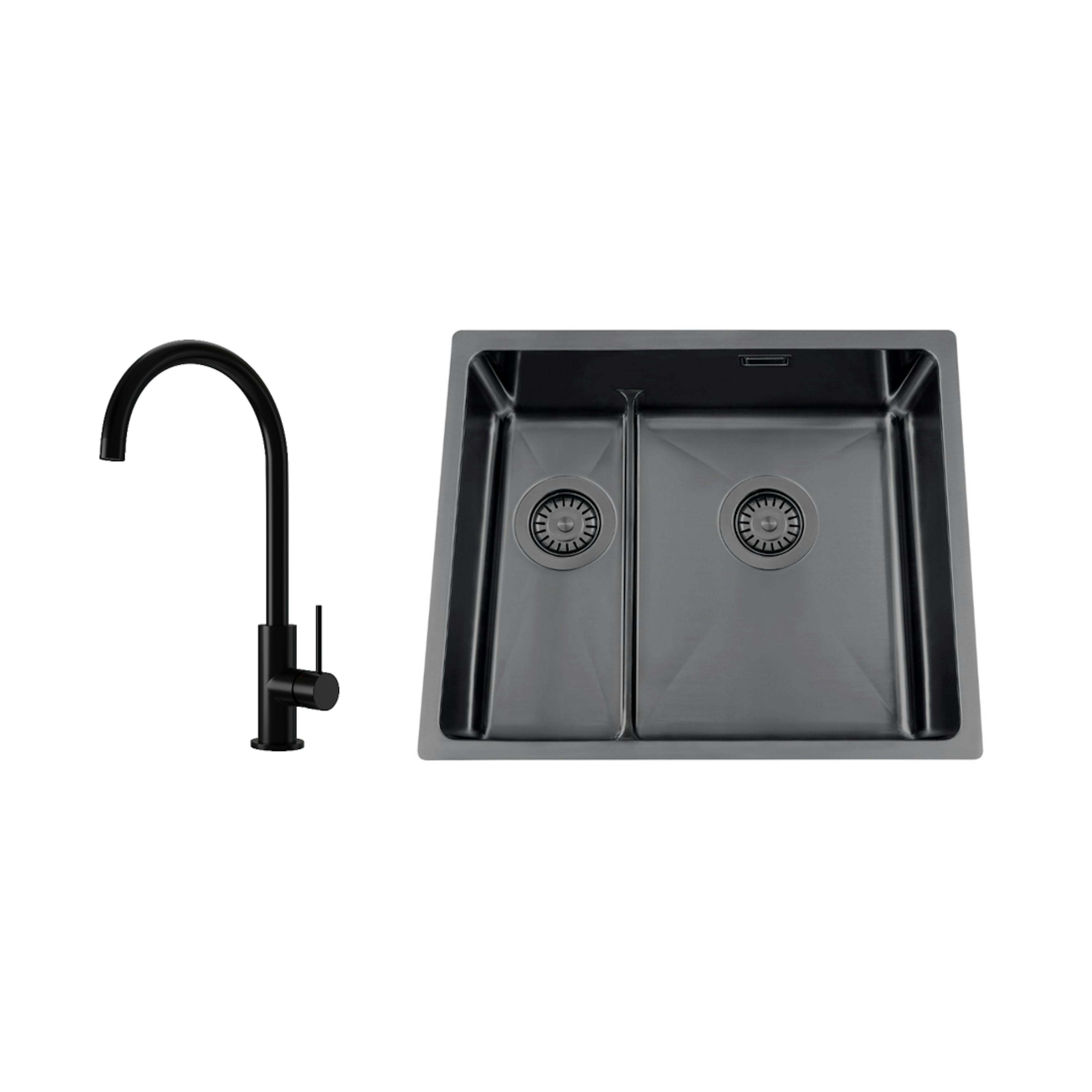 Disklåda Nordic Tech Titan 53 KHX Nickel med Köksblandare Steel Equip Shadow