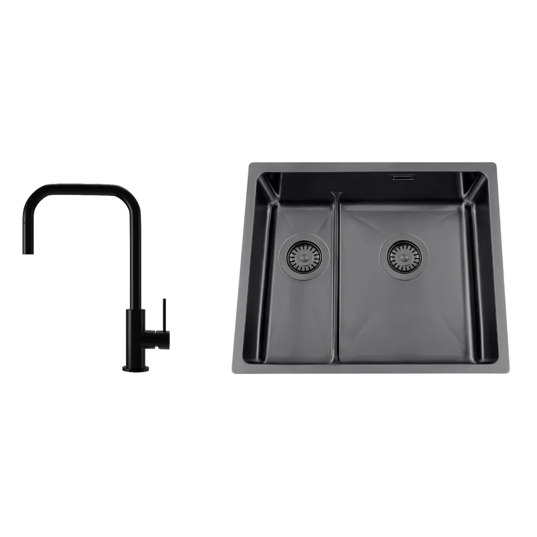 Disklåda Nordic Tech Titan 53 KHX Nickel med Köksblandare Steel Accent Square Shadow