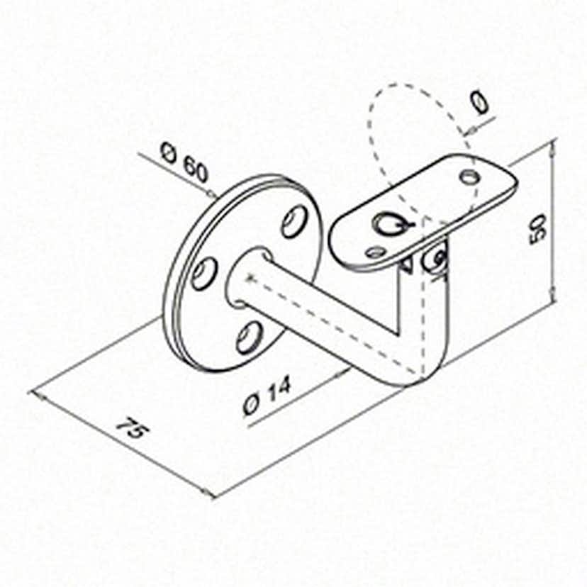 Väggfäste Herrljunga Ledstångsfabrik 0102 Ställbar för Inomhusbruk