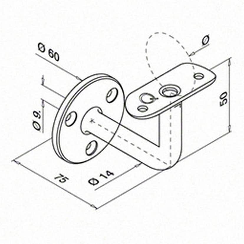 Väggfäste Herrljunga Ledstångsfabrik 0103 Inomhus Skålad