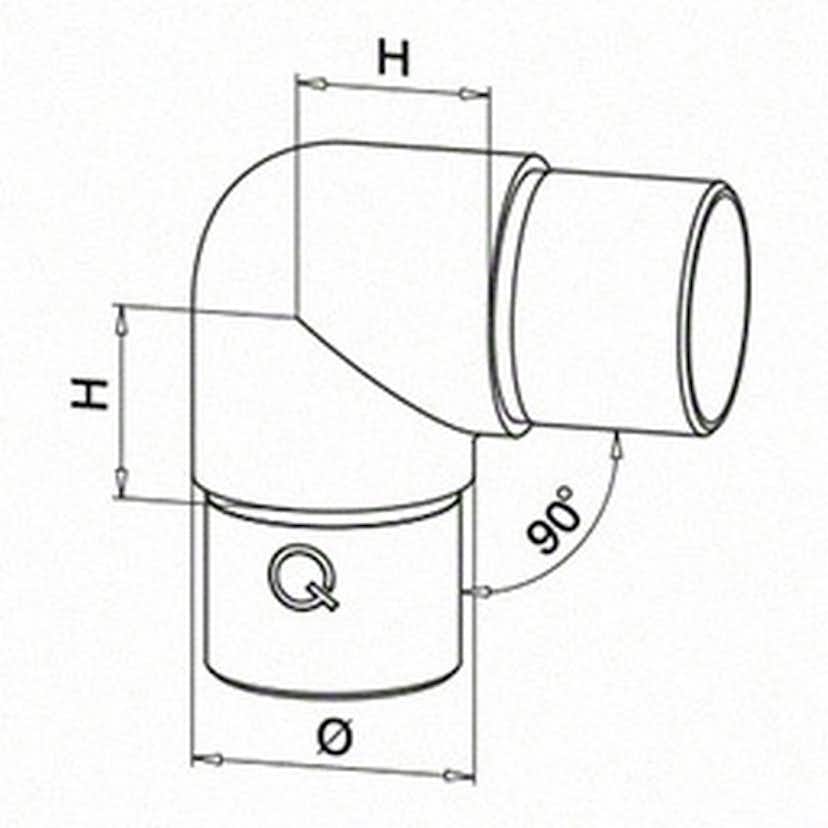 Hörnböj Herrljunga Ledstångsfabrik 90 gr Rundad Rostfri mod 0303 Inomhus