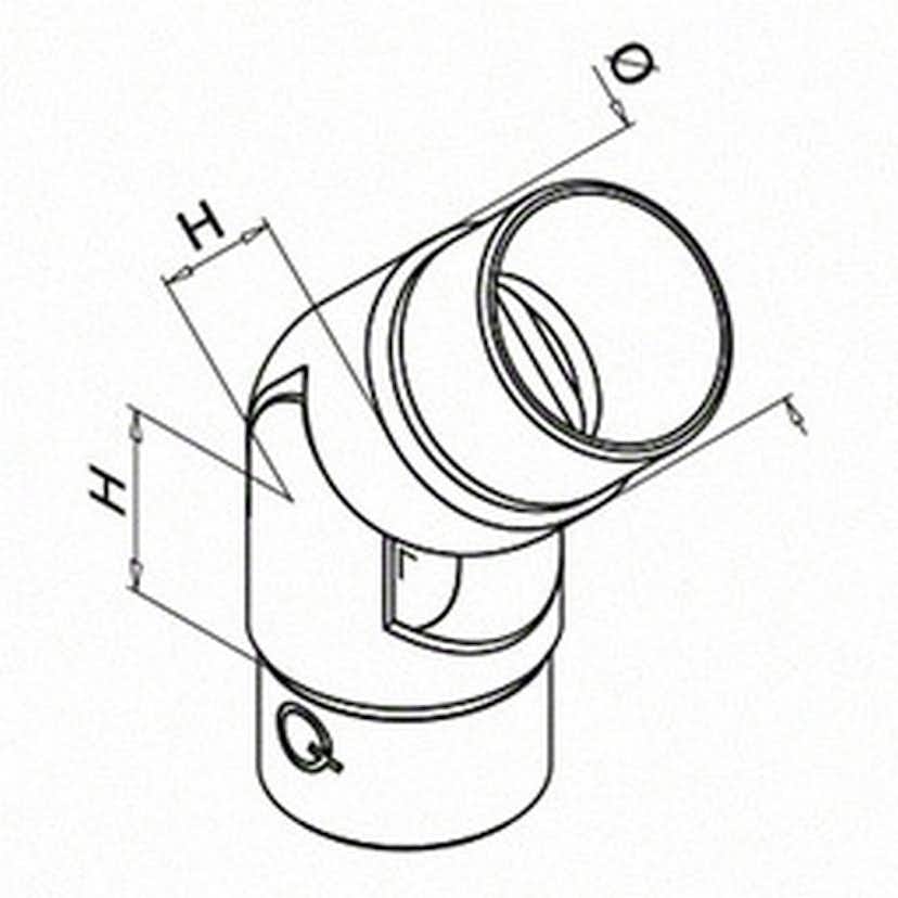Rörkoppling Herrljunga Ledstångsfabrik Rostfri Variabel 0-70 grader mod 0312 Inomhus