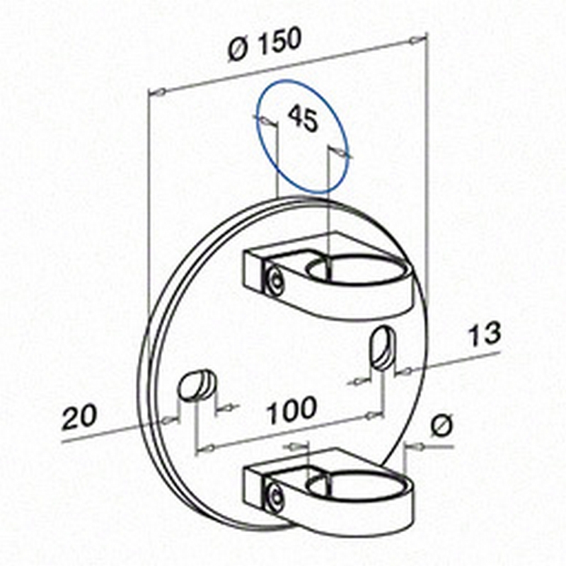 Räckesstolpe Herrljunga Ledstångsfabrik Utanpåliggande Dubbel Inomhus Konsol 0551