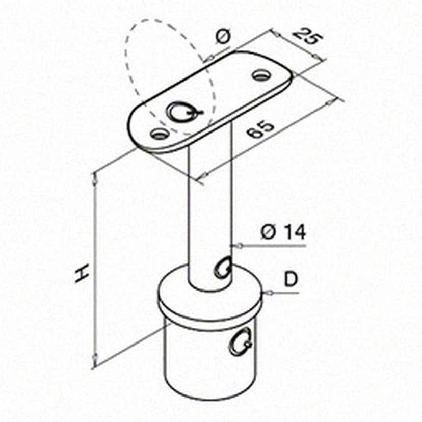 Toppfäste Herrljunga Ledstångsfabrik 0709 Inomhusbruk Skålad