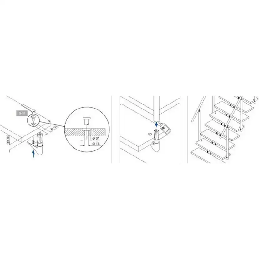 Räckesstolpe Herrljunga Ledstångsfabrik Undermonterad Inomhus
