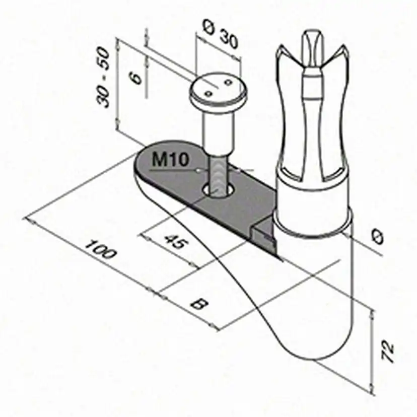 Räckesstolpe Herrljunga Ledstångsfabrik Undermonterad Inomhus
