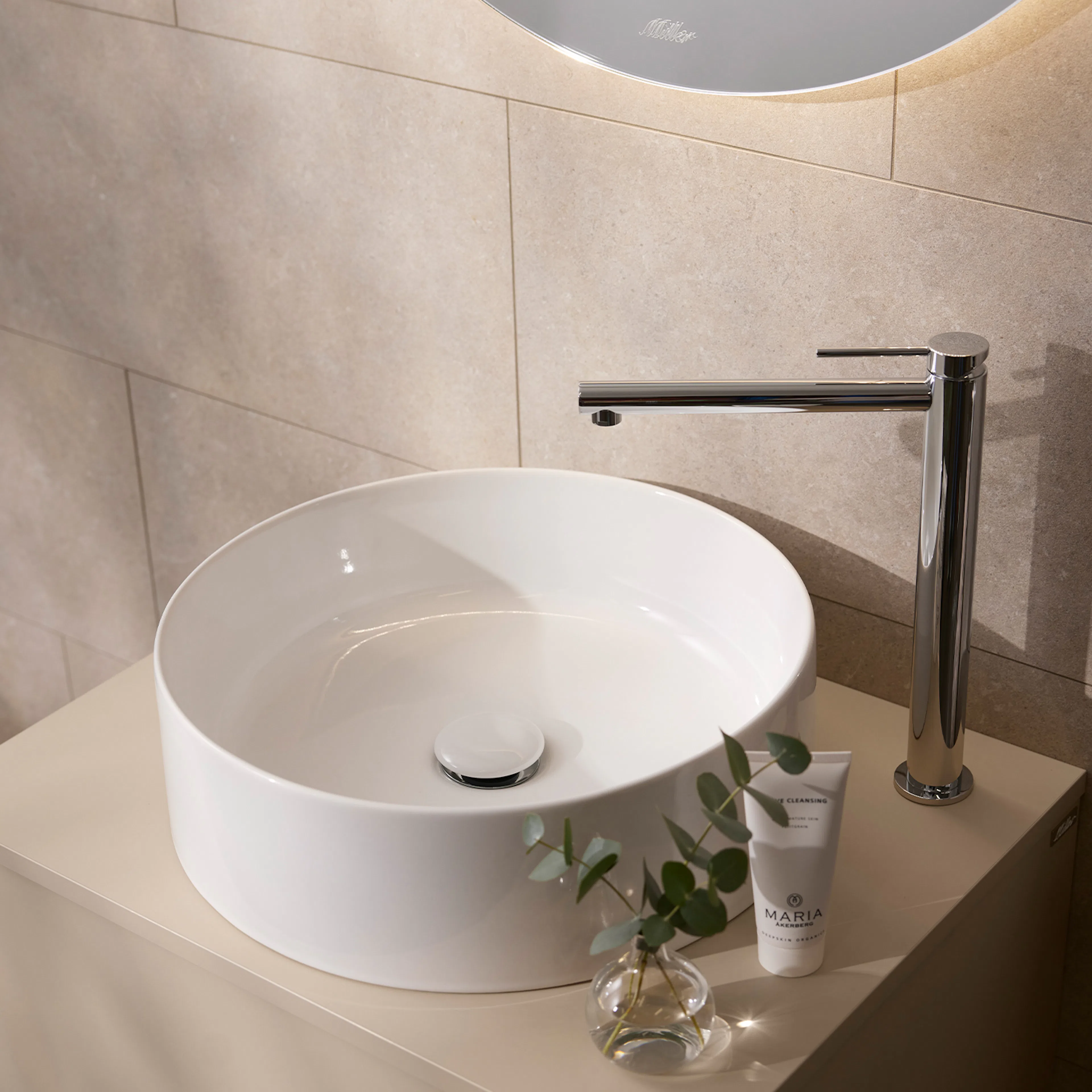 Fristående Tvättställ Miller Badrum Cylinder Porslin Vit