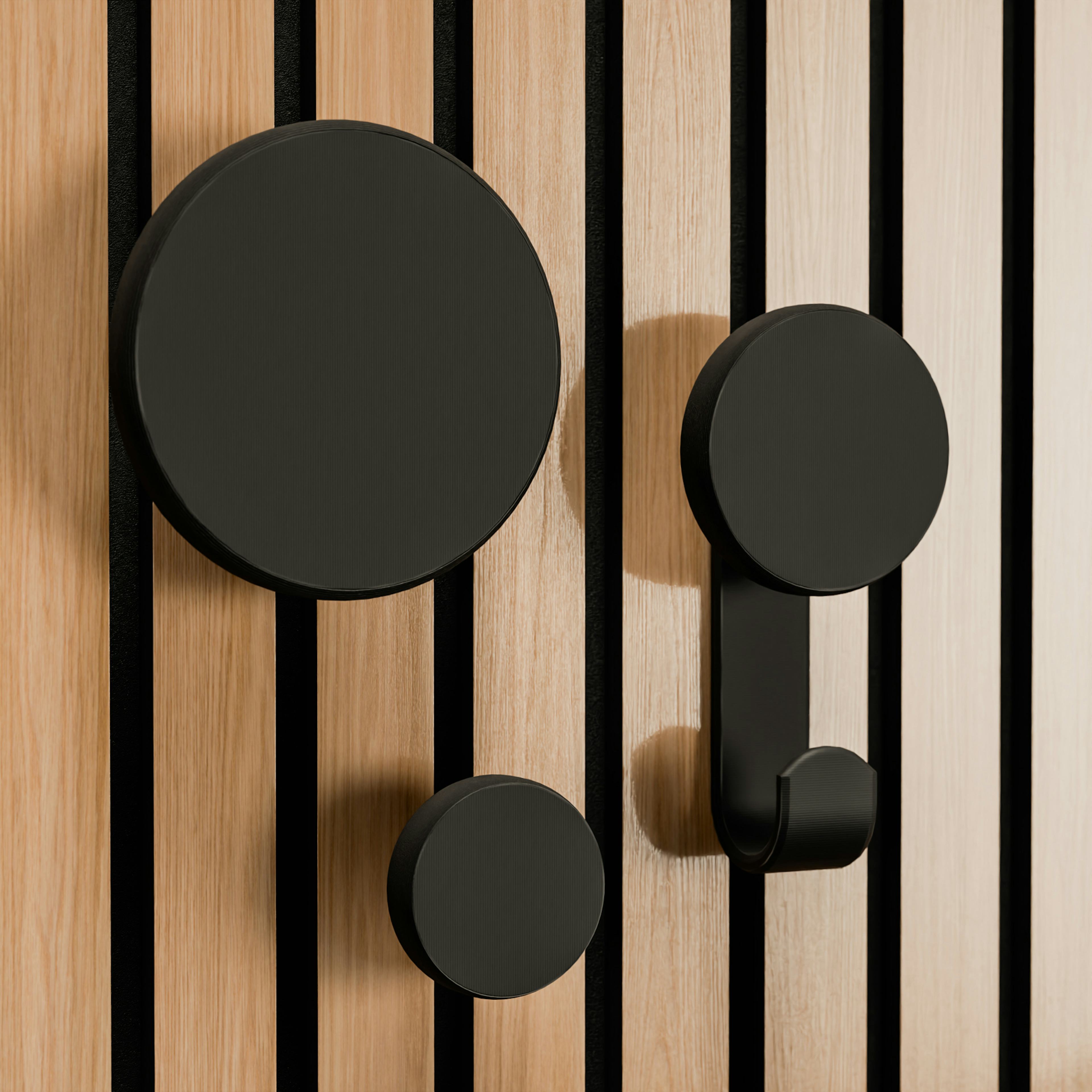 Tillbehör Akustikpanel Lundbergs Kreativ 3-Pack Runda Knoppar+Krok Svart