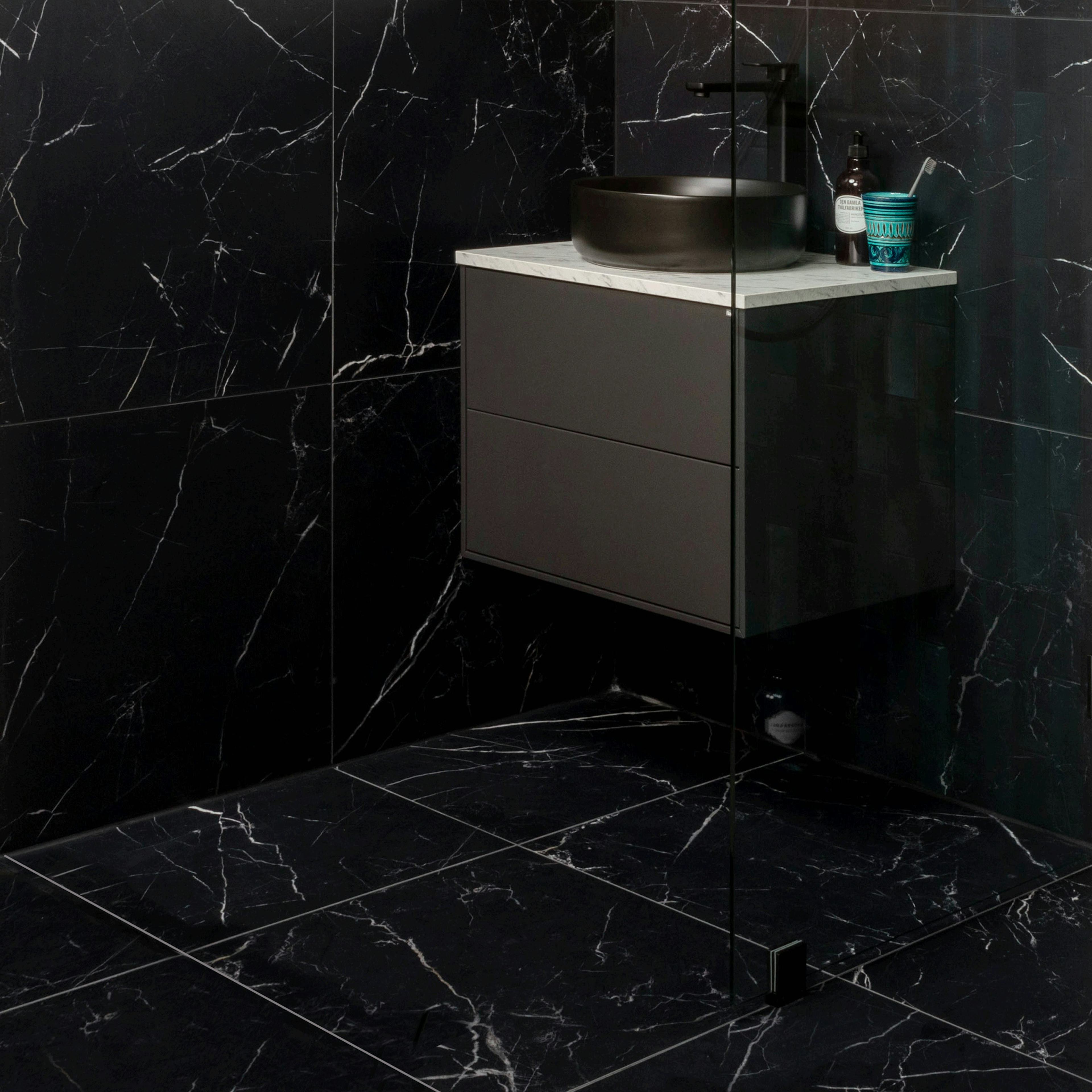 Klinker Fioranese Marmorea Port Laurent Effect Svart 60x60 cm R Matt