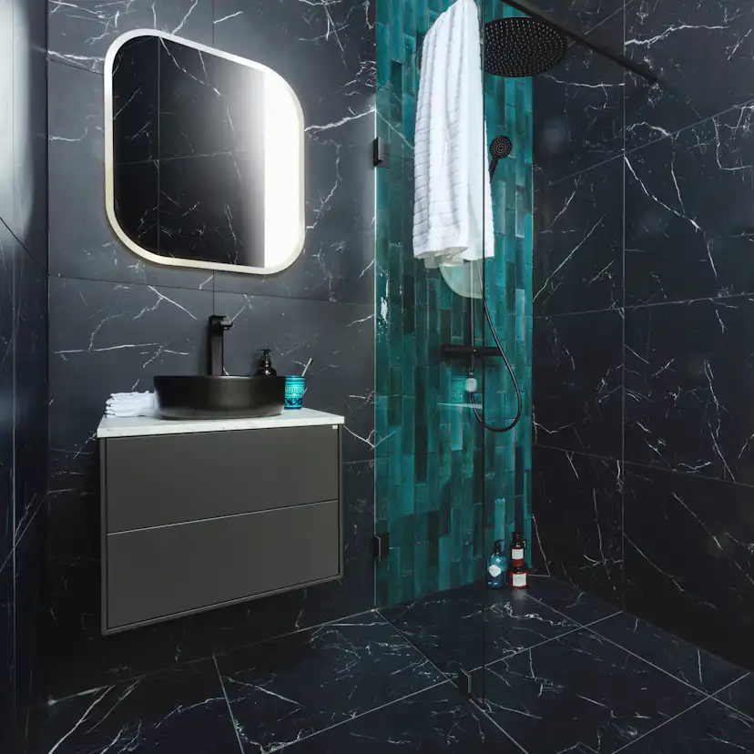 Klinker Fioranese Marmorea Port Laurent Effect Svart 60x60 cm R Matt