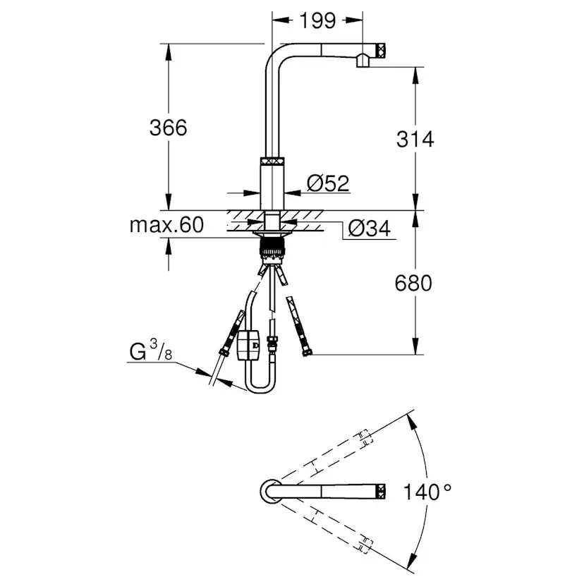 Köksblandare Grohe Minta SmartControl 31613 med Utragbar Pip