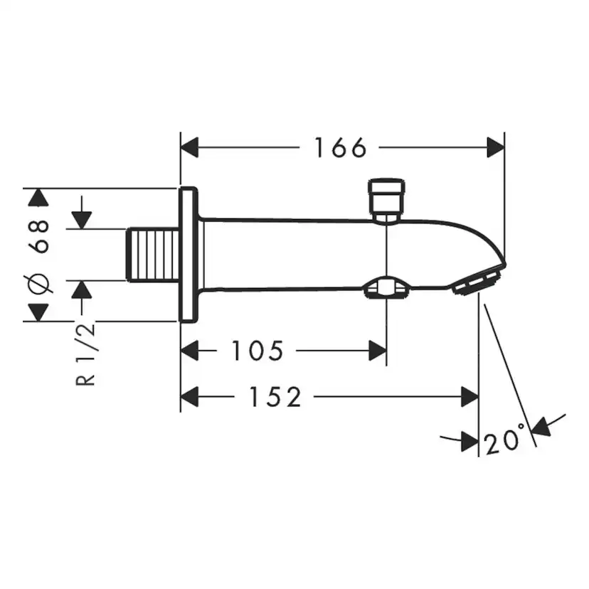 Utloppspip Hansgrohe med Omkastare