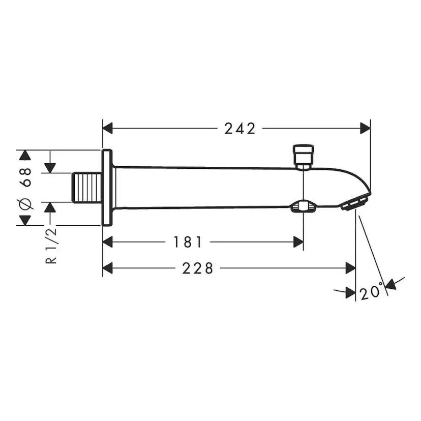 Utloppspip Hansgrohe med Omkastare