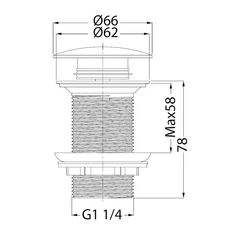 Bottenventil Hafa med Pop-up utan Bräddavlopp