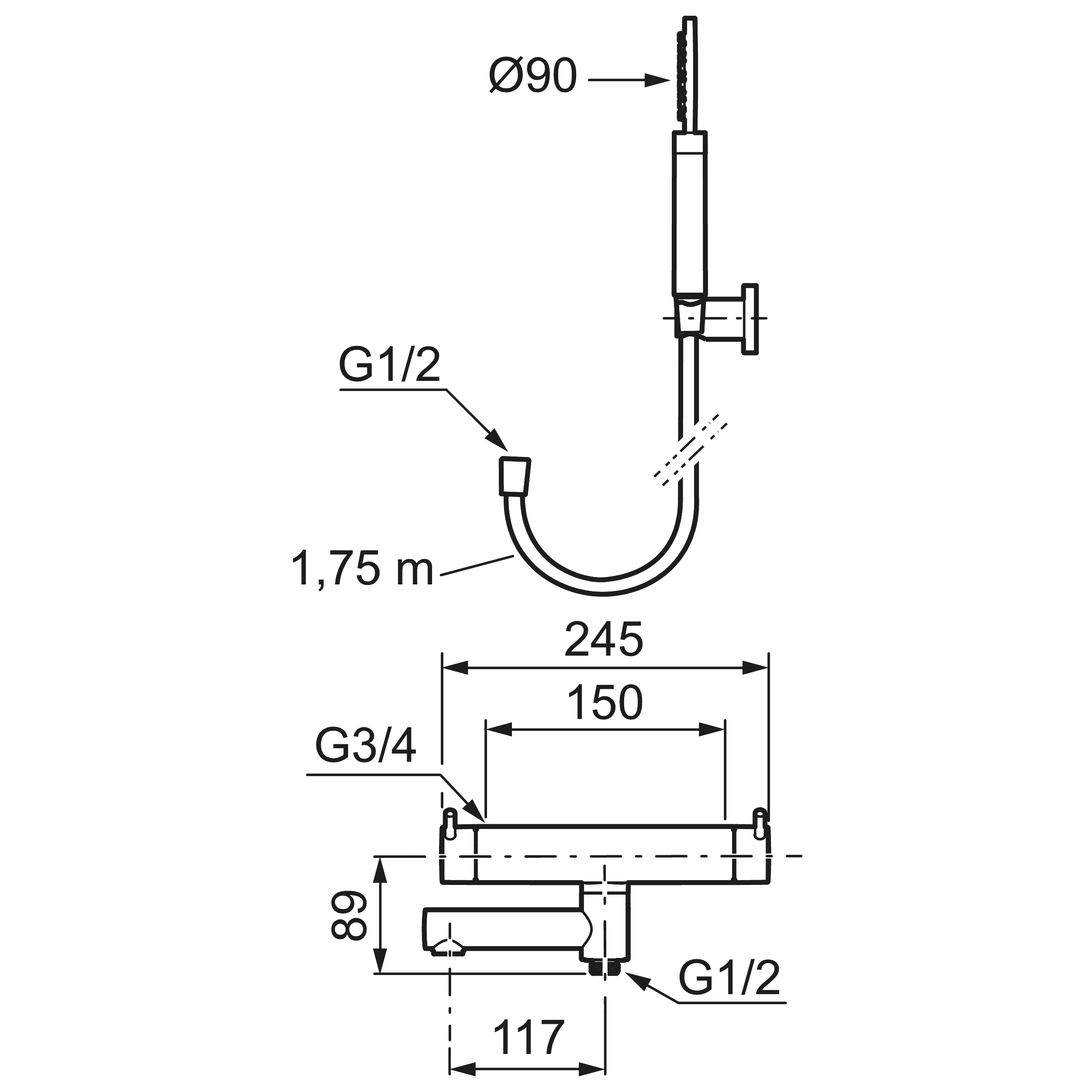 Badkarsblandare Mora INXX II