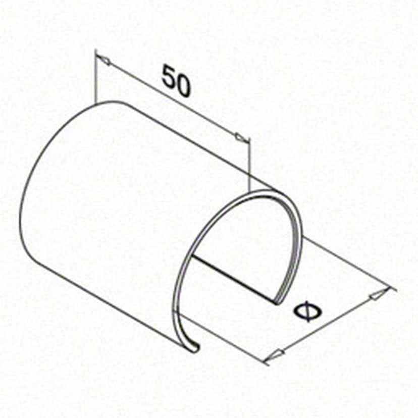 Koppling Herrljunga Ledstångsfabrik Rak Överliggare Inomhus 50 mm