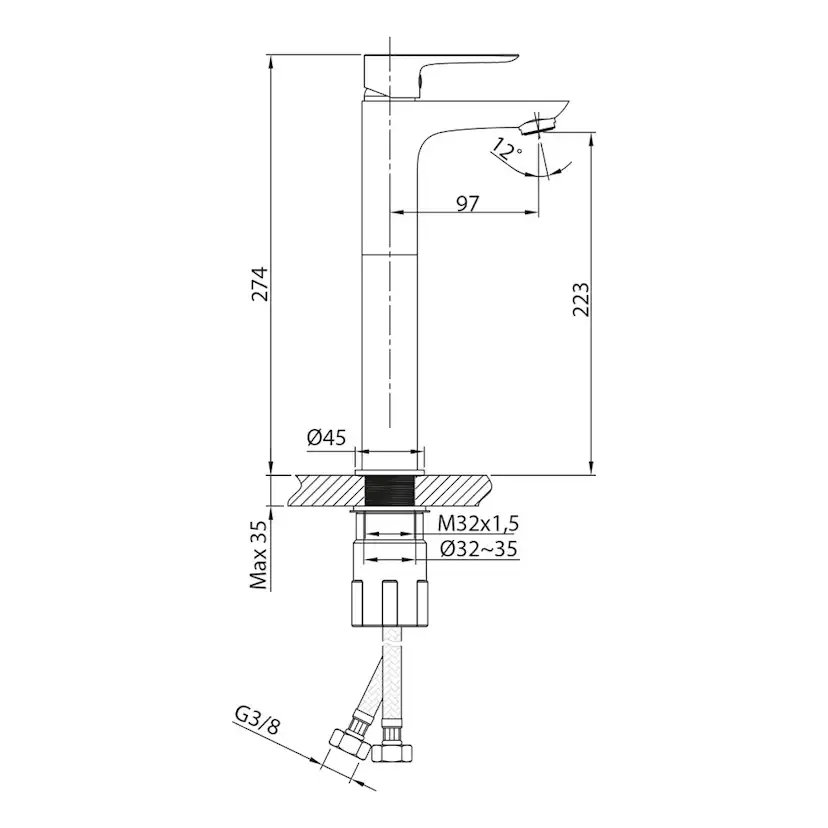 Tvättställsblandare Hafa Go Hög
