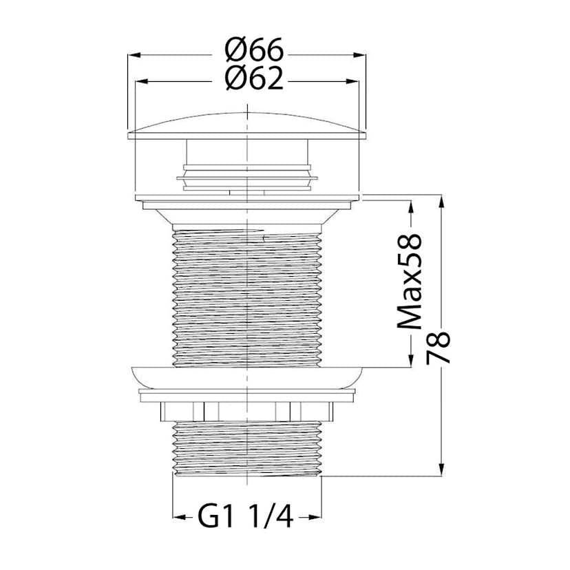 Bottenventil Hafa Pop-up Stort Lock utan Bräddavlopp
