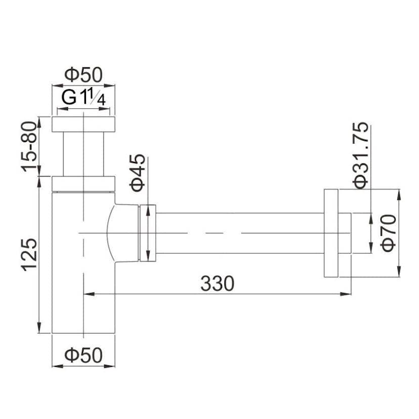 Vattenlås Lavabo Luna för Väggmontering