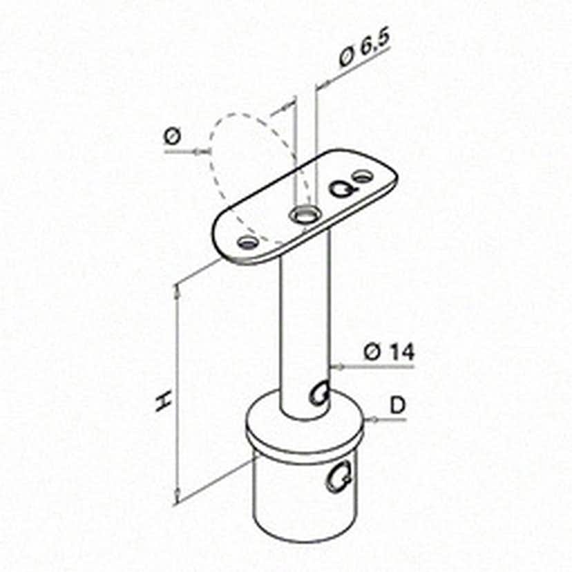 Toppfäste Herrljunga Ledstångsfabrik 0709 Utomhusbruk Skålad