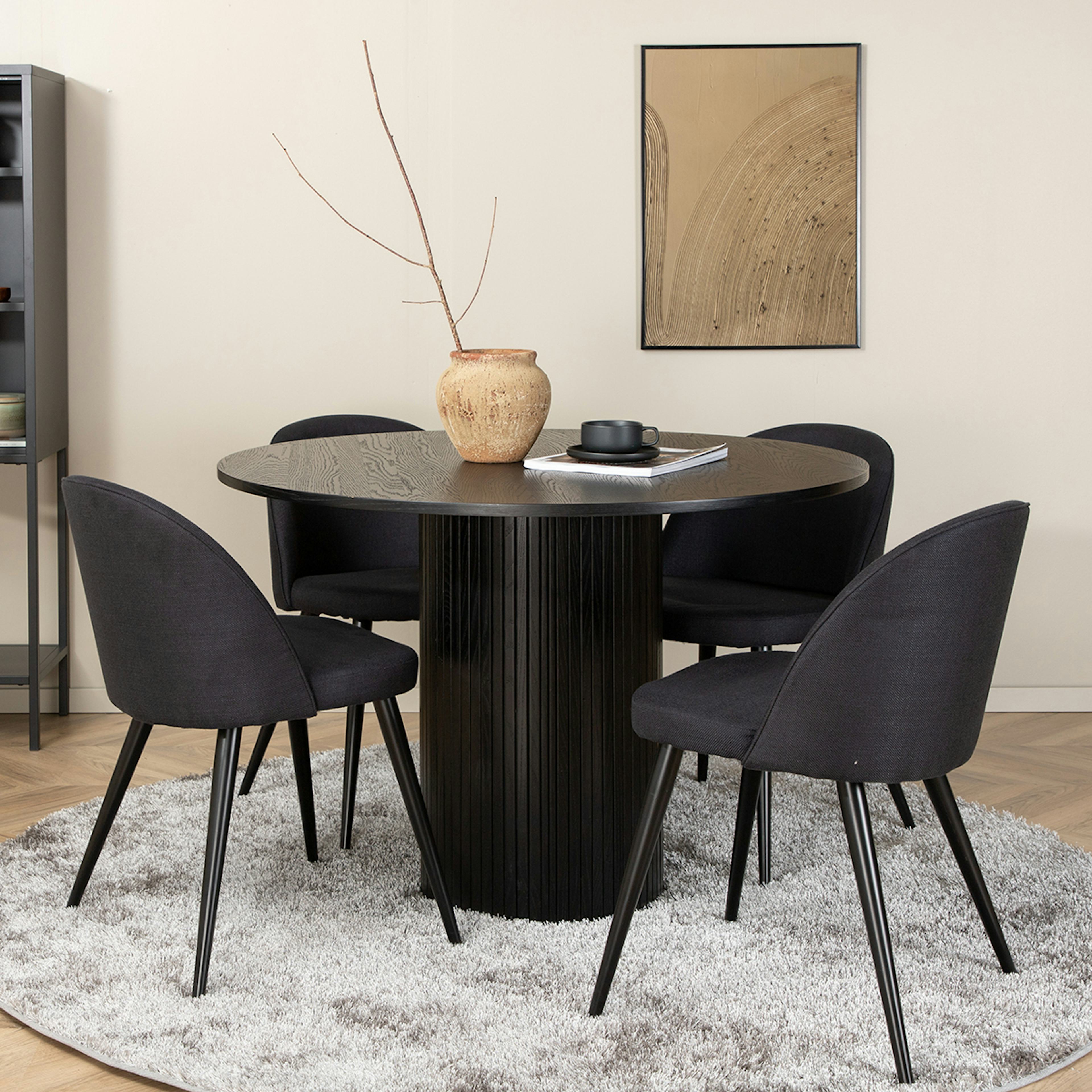 Matgrupp Venture Home Bianca Rund Svart med 4 Valentina Stolar