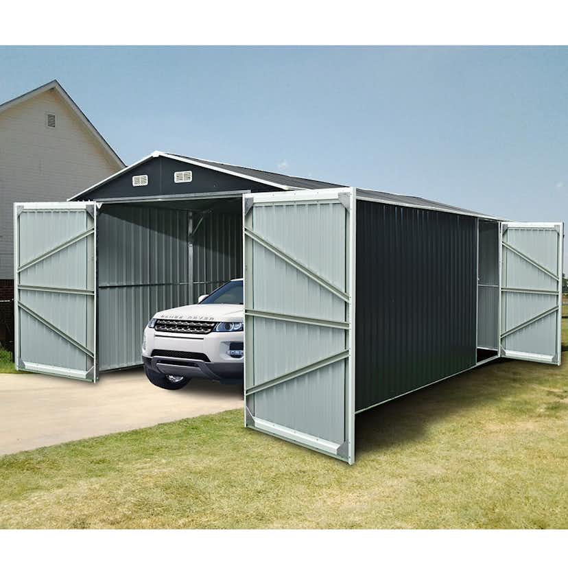 Garage Metalcraft 18m² Antracit/Vit Uteförråd