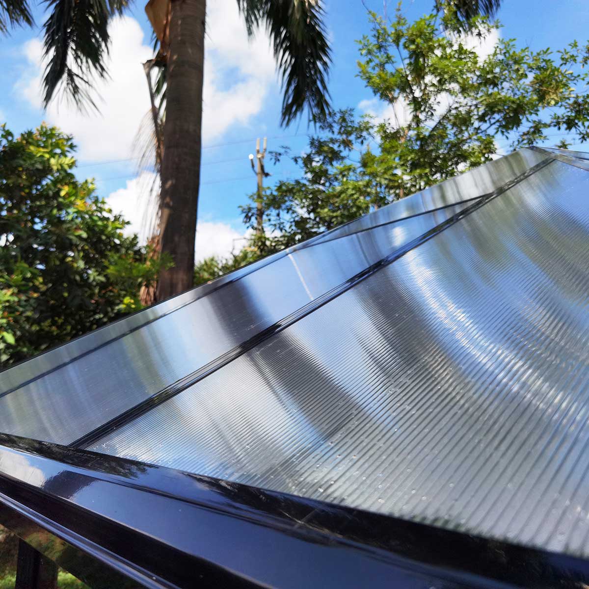 Växthus/Orangeri Metalcraft Hexagon Svart Aluminiumstomme med UV-Skyddat & Härdat Säkerhetsglas, 12,6 m²