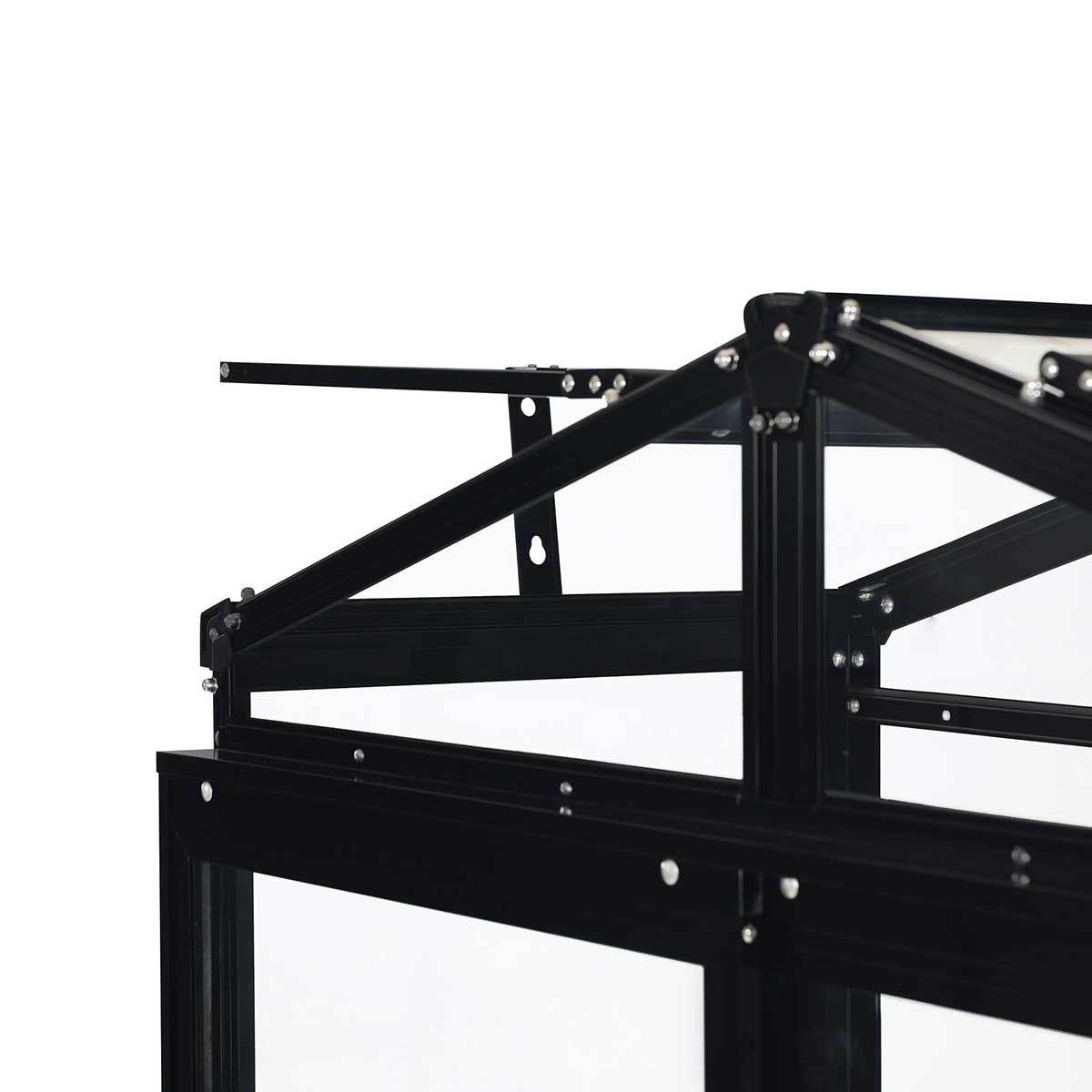 Växthus Metalcraft Svart Rektangulär Odlingsvitrin mot Vägg med Säkerhetsglas, 111x61x170 cm