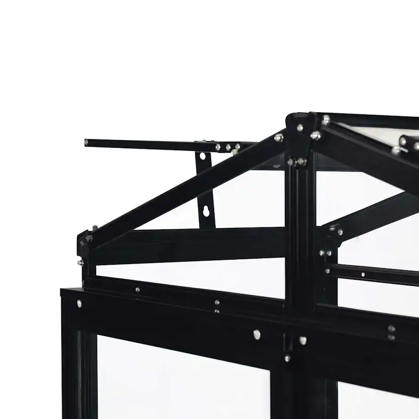 Växthus Metalcraft Svart Rektangulär Odlingsvitrin mot Vägg med Säkerhetsglas, 111x61x170 cm