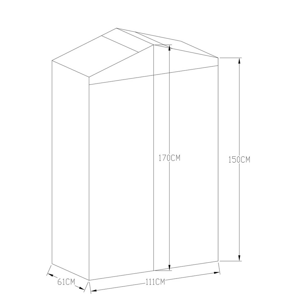 Växthus Metalcraft Svart Rektangulär Odlingsvitrin mot Vägg med Säkerhetsglas, 111x61x170 cm