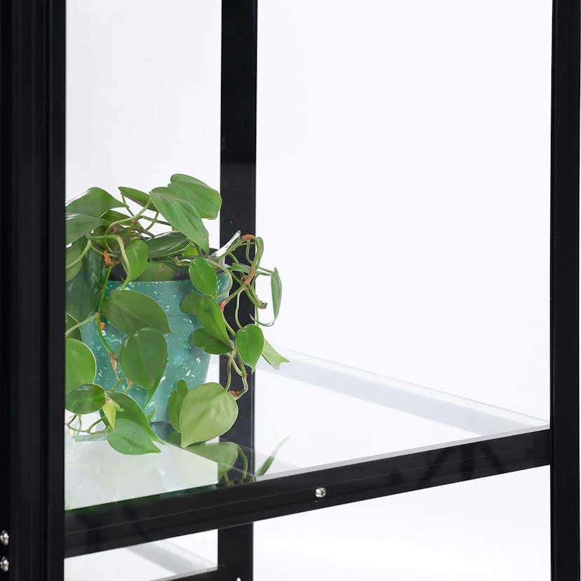 Växthus Metalcraft Svart Rektangulär Odlingsvitrin mot Vägg med Säkerhetsglas, 91x51x157 cm